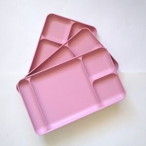 Tupperware Dusty Pink Vintage Divided Snack Lunch Trays